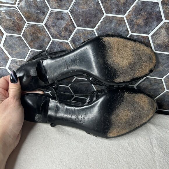 Prada Cuoio Strappy Slingback Kitten Heel Open Toe Size 39.5 Black *READ - Picture 9 of 12